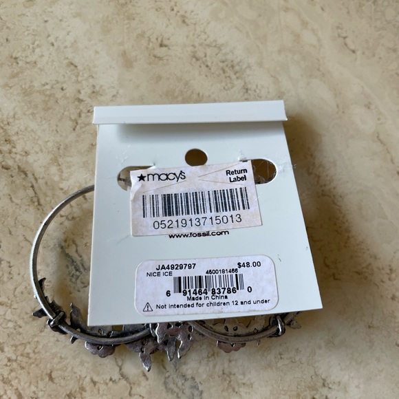 Fossil Silver Flower Hoop Earrings - Picture 4 of 5